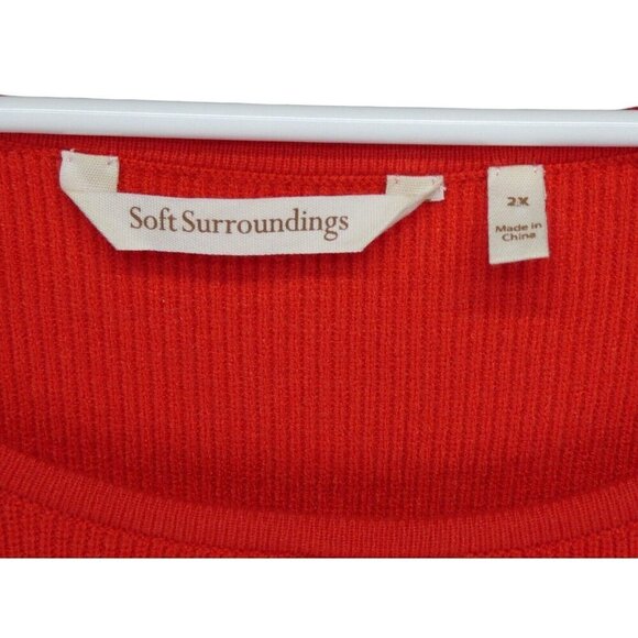 Soft Surroundings Knit Red Sweater Plus Size Women 2X Keyhole 3/4 Sleeve - Picture 3 of 12